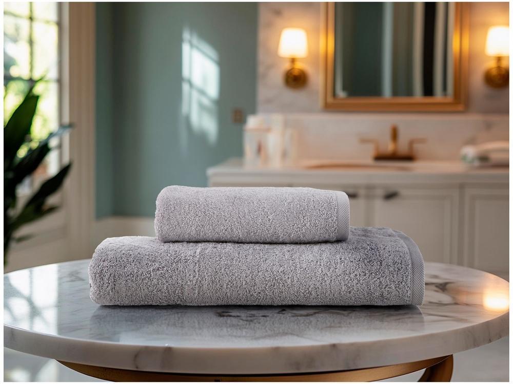 Jogo de Toalhas de Banho Dohler 100% Algodão Florença Cinza 2 Peças - 2