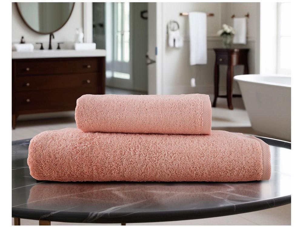 Jogo de Toalhas de Banho Dohler 100% Algodão Florença Salmão 2 Peças - 2