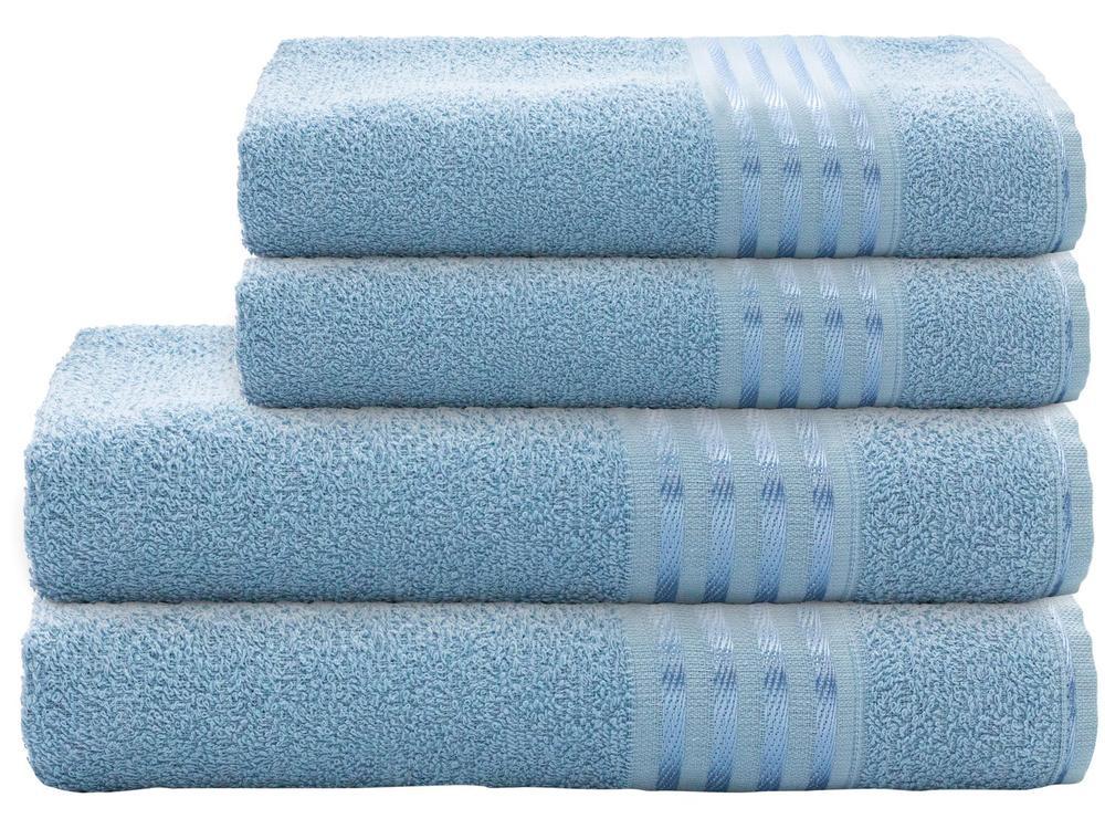 Jogo de Toalhas de Banho e Rosto Camesa Decor Azul 4 Peças - 1