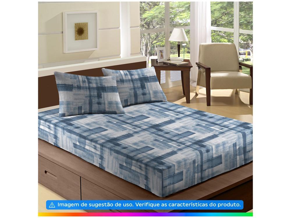 Jogo de Cama Casal 100% Algodão Camesa 120 Fios Super Cotton Azul 3 Peças - 2