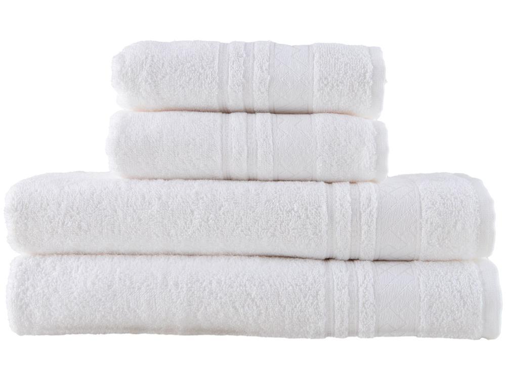 Jogo de Toalhas de Banho e Rosto Dohler Algodão Premium Branco 4 Peças - 1