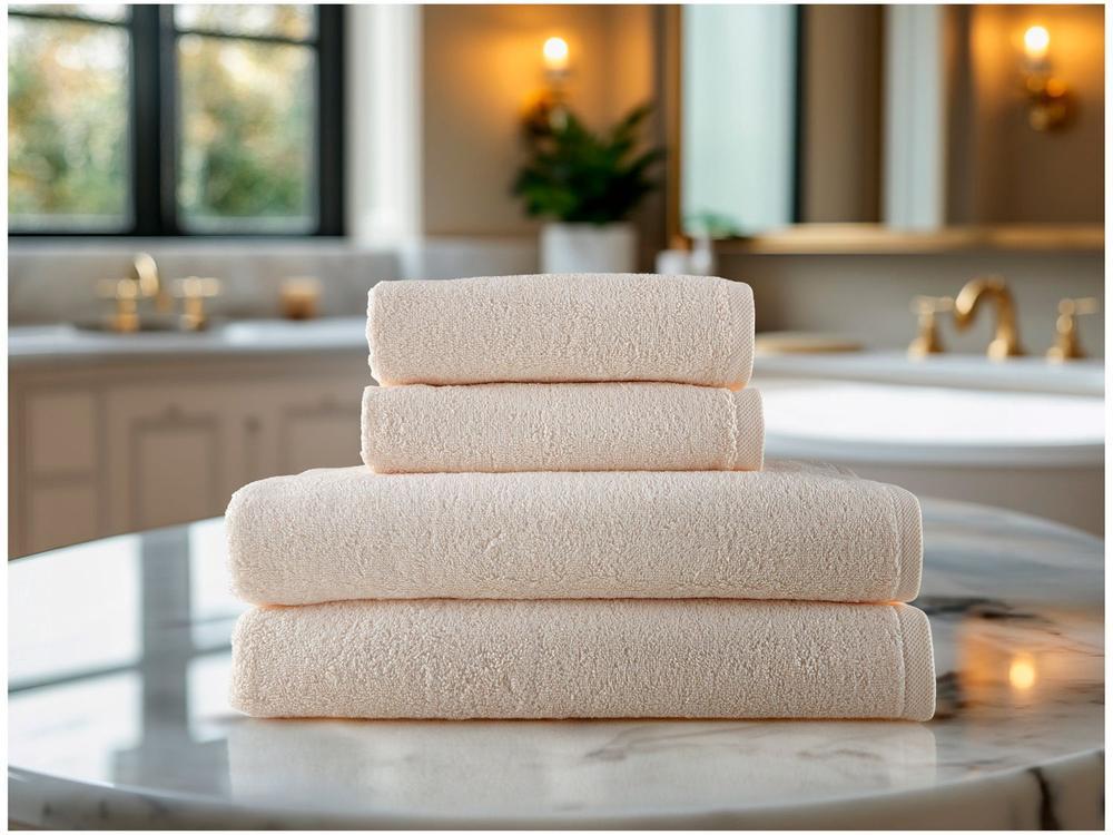 Jogo de Toalhas de Banho e Rosto Dohler 100% Algodão Florença Creme 4 Peças - 2