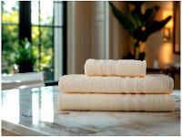 Jogo de Toalhas de Banho e Rosto Dohler 100% Algodão Priori Creme 3 Peças - 2