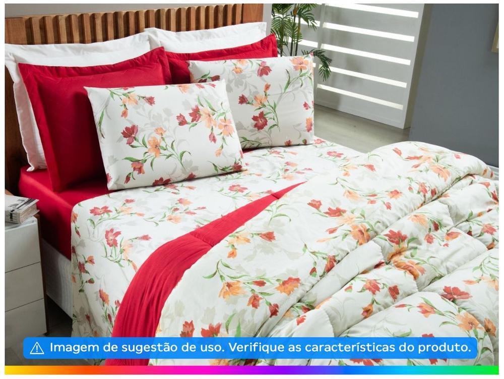 Jogo de Cama Casal Hypercal Marcelino Têxtil 400 Fios Vermelho e Branco 4 Peças - 2