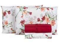 Jogo de Cama Casal Hypercal Marcelino Têxtil 400 Fios Vermelho e Branco 4 Peças - 1