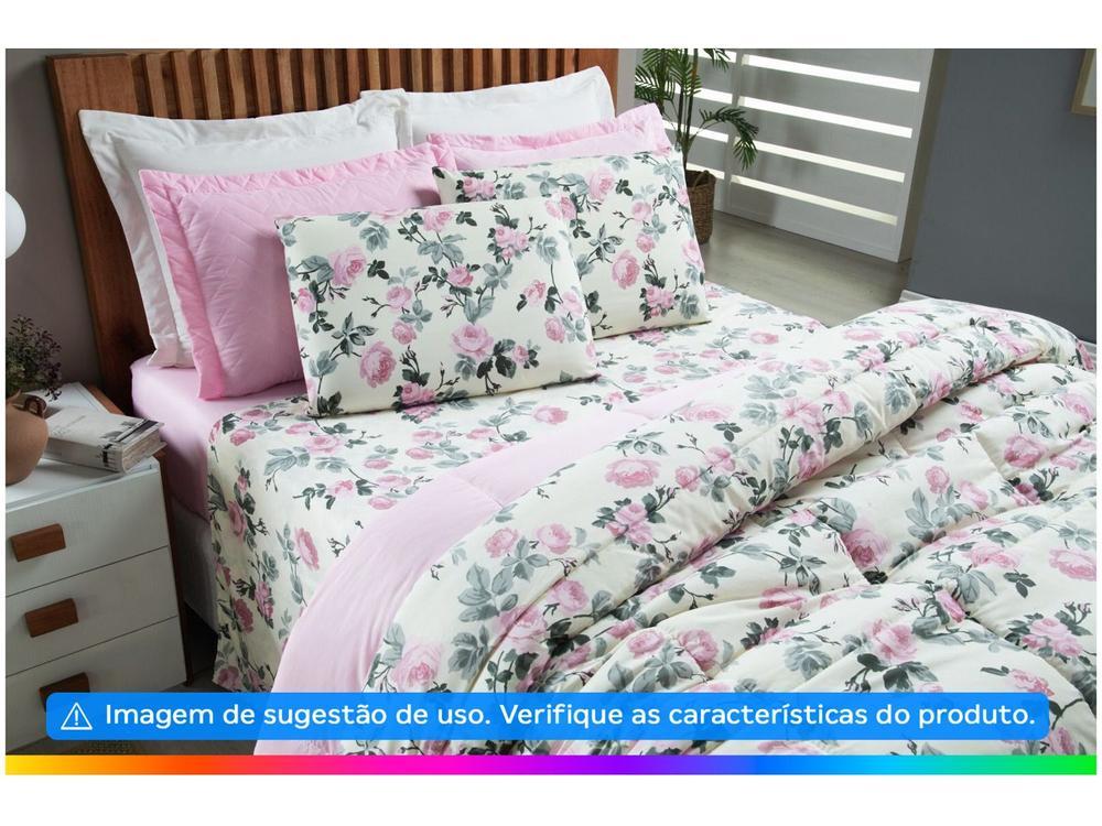 Jogo de Cama Casal Hypercal Athenas Marcelino Têxtil 400 Fios Paris Creme e Rosa 4 Peças - 4