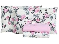 Jogo de Cama Casal Hypercal Athenas Marcelino Têxtil 400 Fios Paris Creme e Rosa 4 Peças - 5