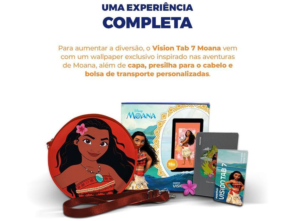 Tablet Infantil Positivo Vision Tab Moana com Capa e Bolsa 3GB RAM 64GB 7" Android 14 Go Wi-Fi - 22