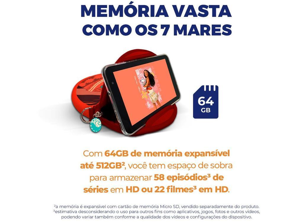 Tablet Infantil Positivo Vision Tab Moana com Capa e Bolsa 3GB RAM 64GB 7" Android 14 Go Wi-Fi - 23