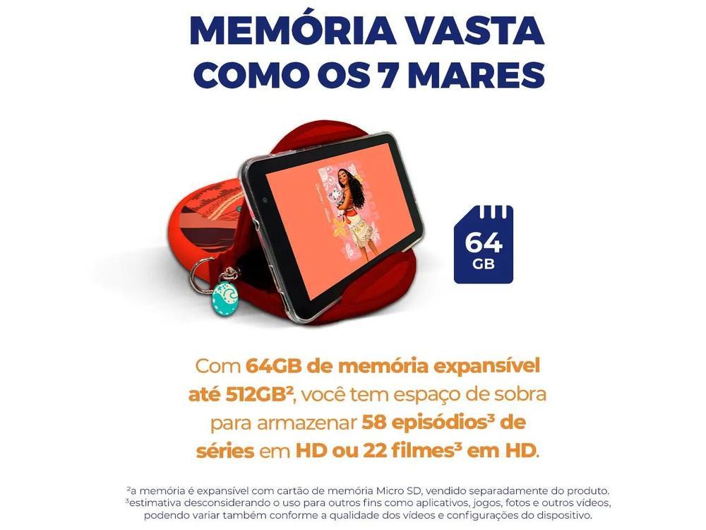 Tablet Infantil Positivo Vision Tab Moana com Capa e Bolsa 3GB RAM 64GB 7" Android 14 Go Wi-Fi - 7