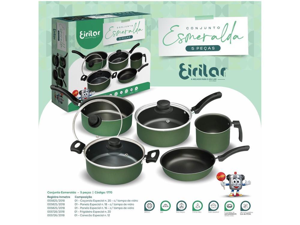Jogo de Panelas Eirilar de Alumínio Verde 5 Peças Esmeralda - 10