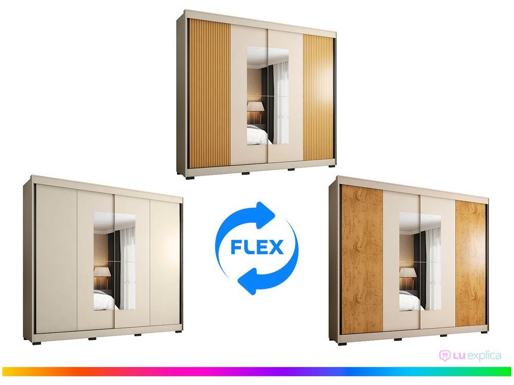 Guarda-roupa Casal com Espelho 4 Gavetas 2 Portas de Correr Araplac Benfica - 4