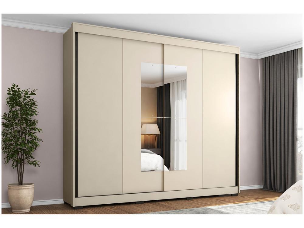 Guarda-roupa Casal com Espelho 4 Gavetas 2 Portas de Correr Araplac Benfica - 6