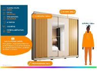 Guarda-roupa Casal com Espelho 4 Gavetas 2 Portas de Correr Araplac Benfica - 2