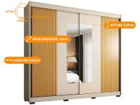 Guarda-roupa Casal com Espelho 4 Gavetas 2 Portas de Correr Araplac Benfica - 3