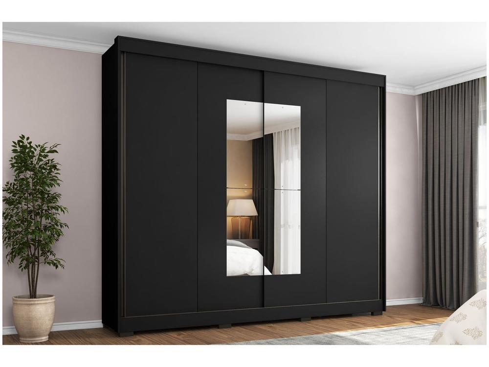 Guarda-roupa Casal com Espelho 4 Gavetas 2 Portas de Correr Araplac Benfica - 6