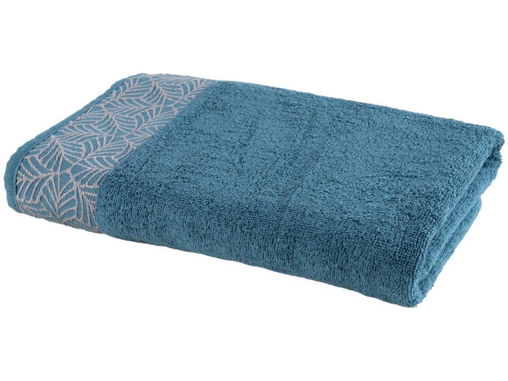 Jogo de Toalhas de Balho e Rosto Karsten de Algodão Folhas Azul Petróleo 2 Peças - 5