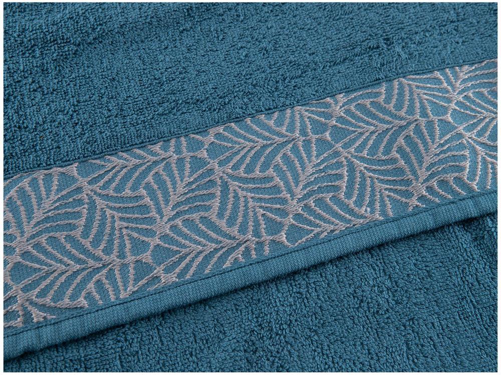 Jogo de Toalhas de Balho e Rosto Karsten de Algodão Folhas Azul Petróleo 2 Peças - 6