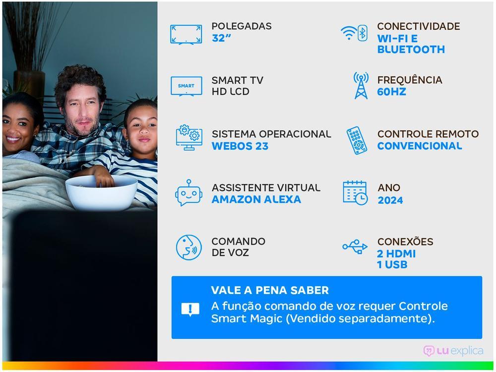 Smart TV 32" LG HD LCD 32LR600BPSA com Alexa 2 HDMI 1.4 USB - 2
