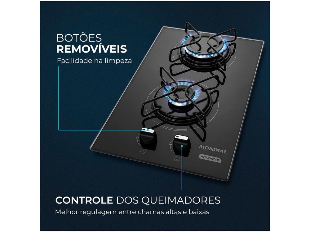 Cooktop 2 Bocas a Gás GLP Mondial Preto Acendimento Automático Portátil CTG-04 - 3