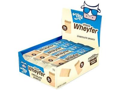 Chocowheyfer Mais Mu Wafer Proteico Sabor Chocolate Branco 6g de Proteína Zero Açúcar Display com 12 Unidades