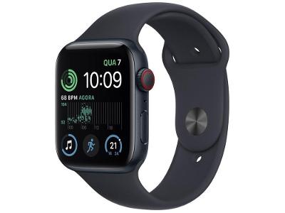 Apple Watch SE 2ª geração GPS + Cellular Caixa Meia-noite de Alumínio 44mm Pulseira Esportiva Meia-noite