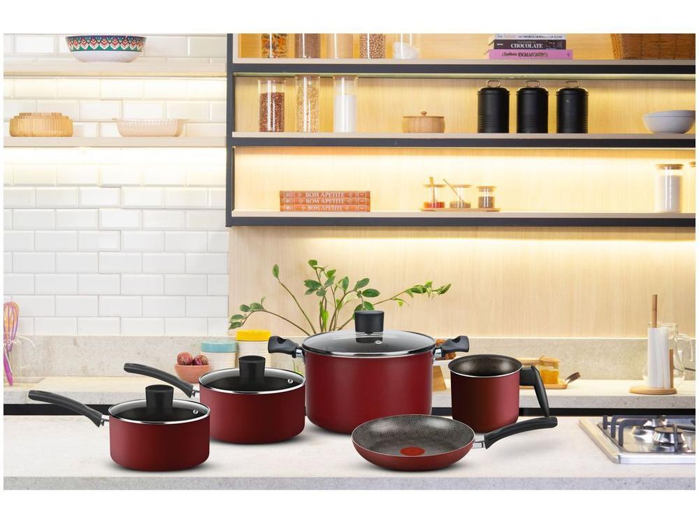 Jogo de Panelas Rochedo Antiaderente de Alumínio Vermelho  5 Peças Facilita - 8