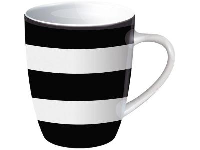 Caneca de Chá e Café de Cerâmica Preto e Branco 300ml Hauskraft Faixas CANC177