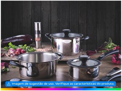 Jogo de Panelas Tramontina de Inox Prata 4 peças Solar