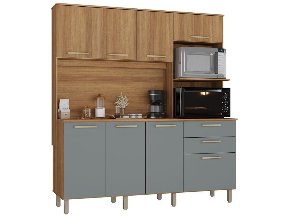 Armário de Cozinha Compacta Luciane Luna 8 Portas 2 Gavetas com Torre Quente - Opcional para Pia - 8