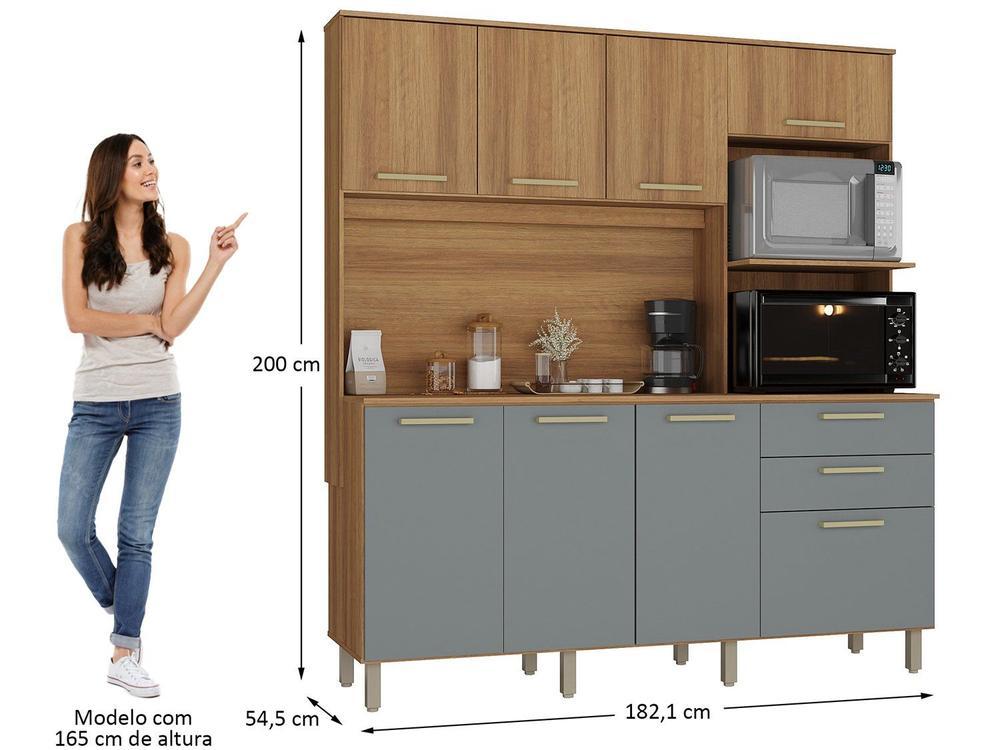 Armário de Cozinha Compacta Luciane Luna 8 Portas 2 Gavetas com Torre Quente - Opcional para Pia - 16