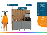Armário de Cozinha Compacta Luciane Luna 8 Portas 2 Gavetas com Torre Quente - Opcional para Pia - 2