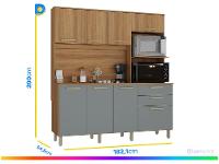 Armário de Cozinha Compacta Luciane Luna 8 Portas 2 Gavetas com Torre Quente - Opcional para Pia - 3