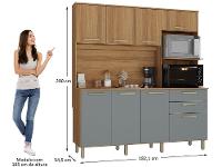 Armário de Cozinha Compacta Luciane Luna 8 Portas 2 Gavetas com Torre Quente - Opcional para Pia - 7