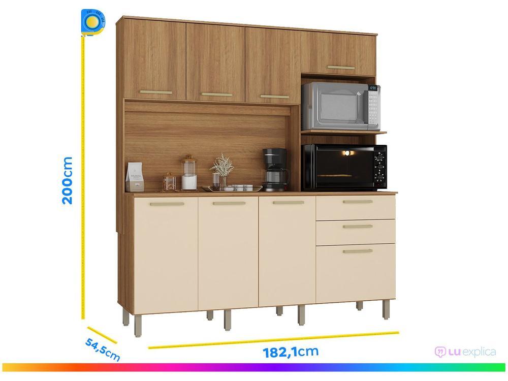 Armário de Cozinha Compacta Luciane Luna 8 Portas 2 Gavetas com Torre Quente - Opcional para Pia - 17