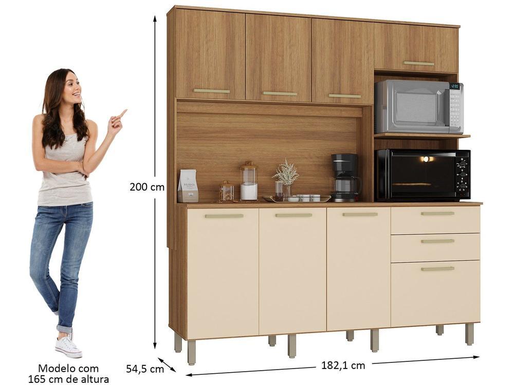 Armário de Cozinha Compacta Luciane Luna 8 Portas 2 Gavetas com Torre Quente - Opcional para Pia - 7