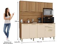 Armário de Cozinha Compacta Luciane Luna 8 Portas 2 Gavetas com Torre Quente - Opcional para Pia - 7