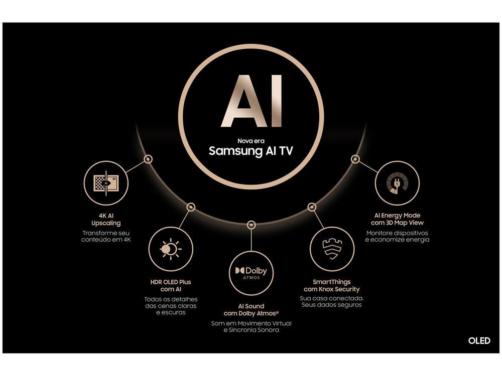 Smart TV 65" Samsung 4K UHD OLED Big TV QN65S90DAEXZD 120Hz Tizen com Alexa e Bixby 4 HDMI 2 USB-A - 4