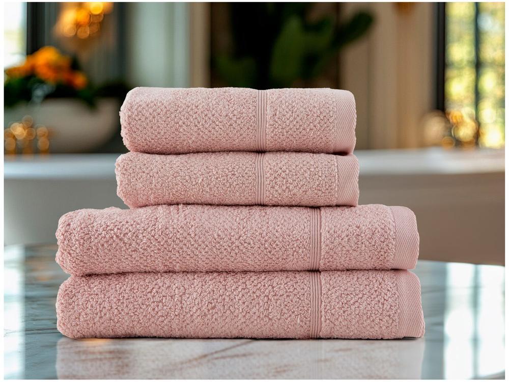 Jogo de Toalhas de Banho Dohler 100% Algodão Kairo Rosa 4 Peças - 4