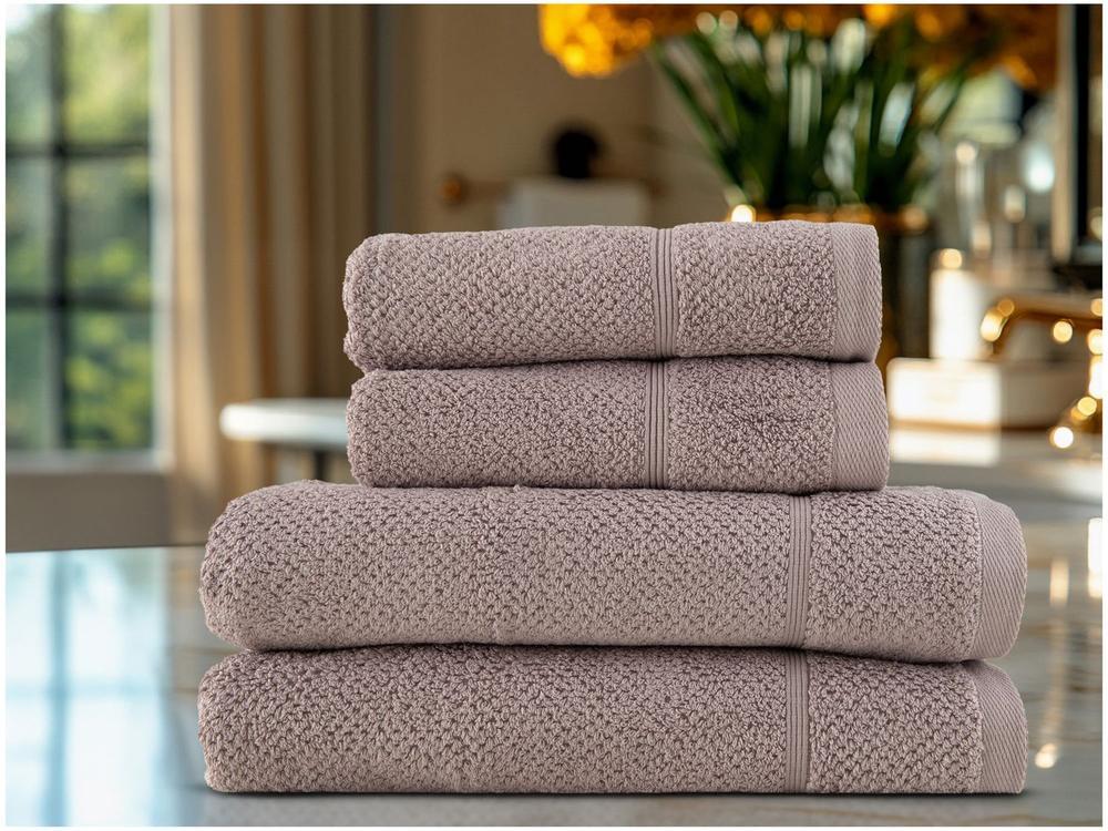 Jogo de Toalhas de Banho Dohler 100% Algodão Kairo Roxo 4 Peças - 4