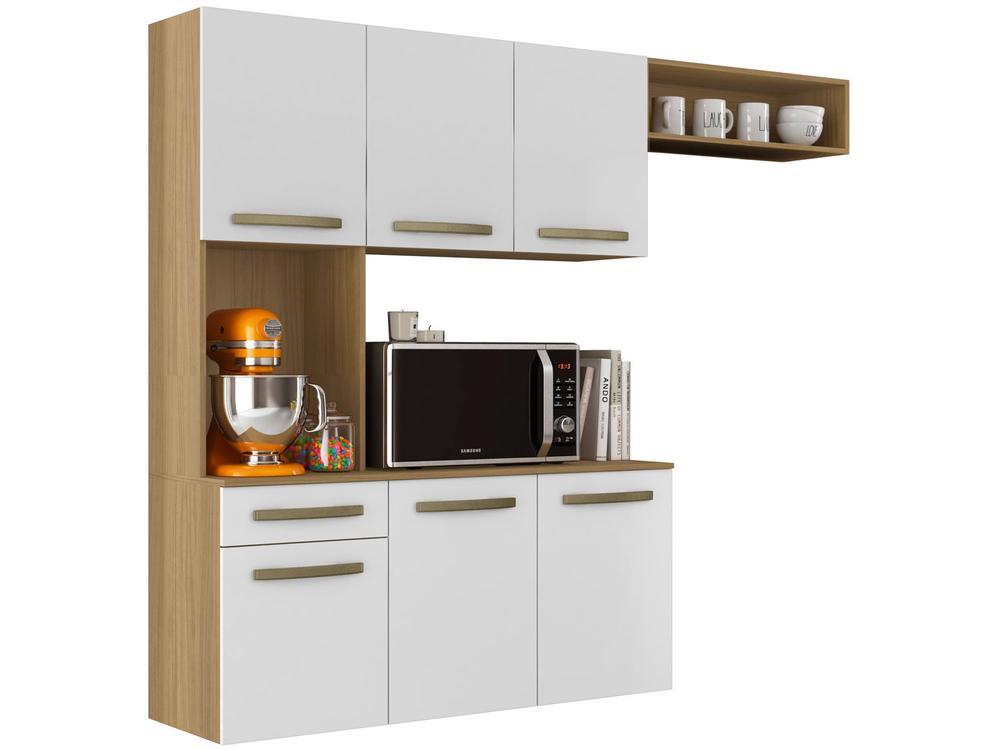 Armário de Cozinha Compacta Aramóveis Carol com Balcão 6 Portas 1 Gaveta - 6