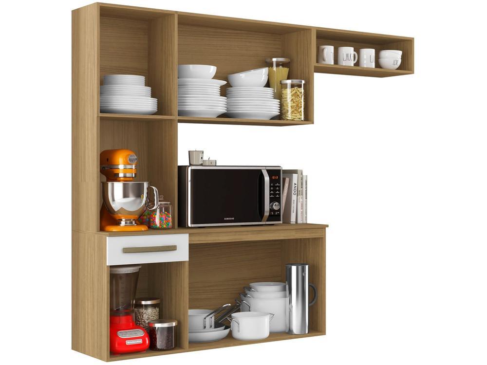 Armário de Cozinha Compacta Aramóveis Carol com Balcão 6 Portas 1 Gaveta - 7