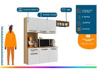 Armário de Cozinha Compacta Aramóveis Carol com Balcão 6 Portas 1 Gaveta - 2