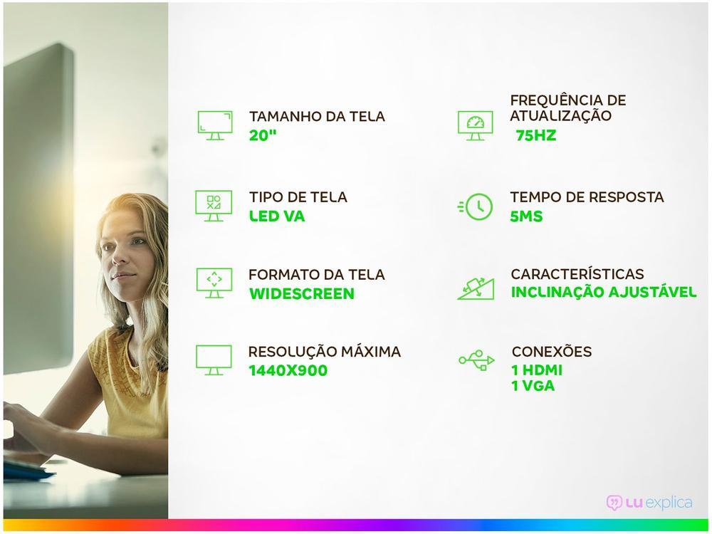 Monitor 20" LED 75Hz 5ms BRX Office Widescreen HDMI e VGA - 15