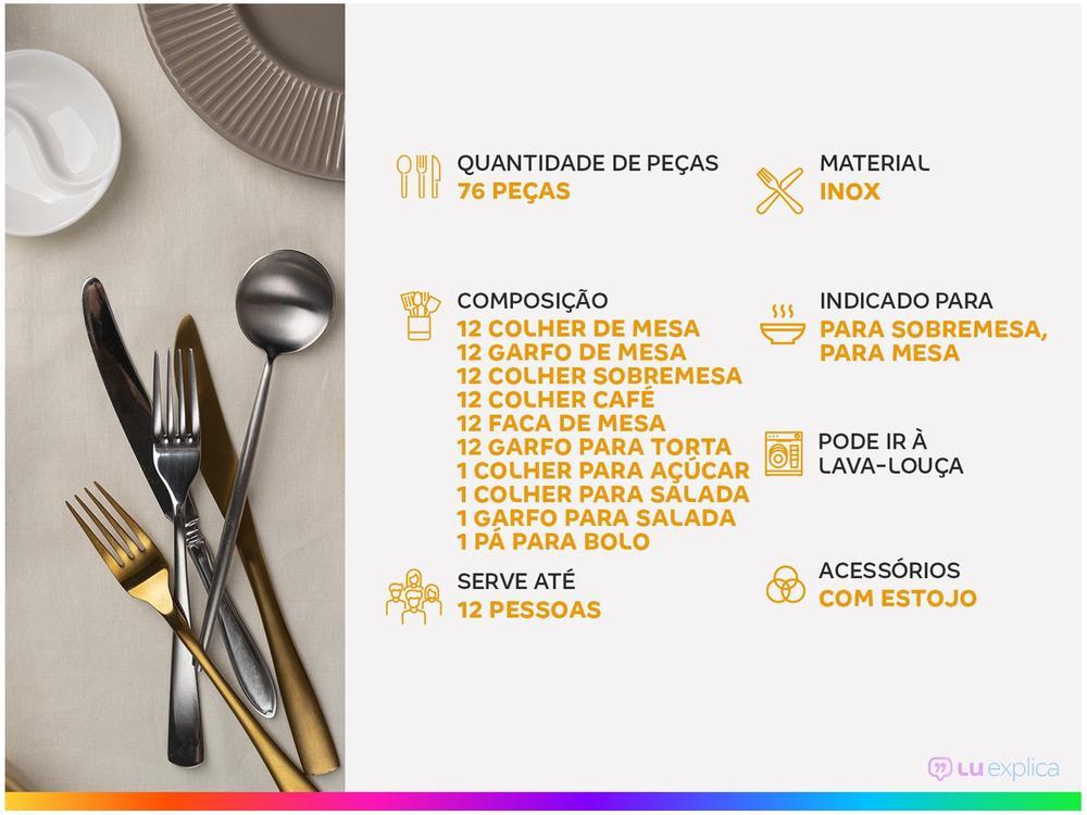 Faqueiro Tramontina Inox 76 Peças Italy 66932307 com Estojo - 2