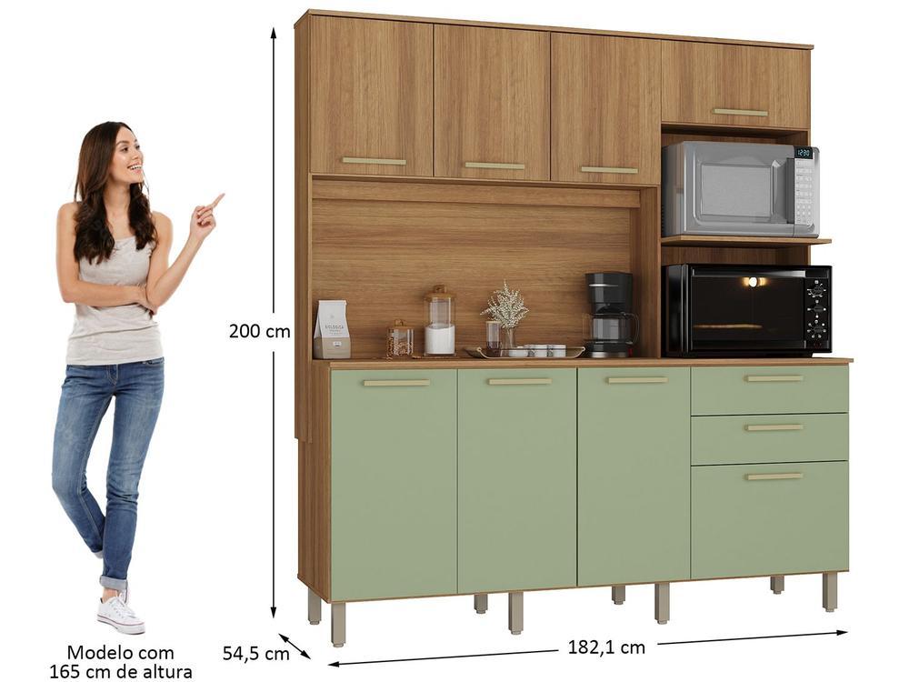 Armário de Cozinha Compacta Luciane Luna 8 Portas 2 Gavetas com Torre Quente - Opcional para Pia - 10