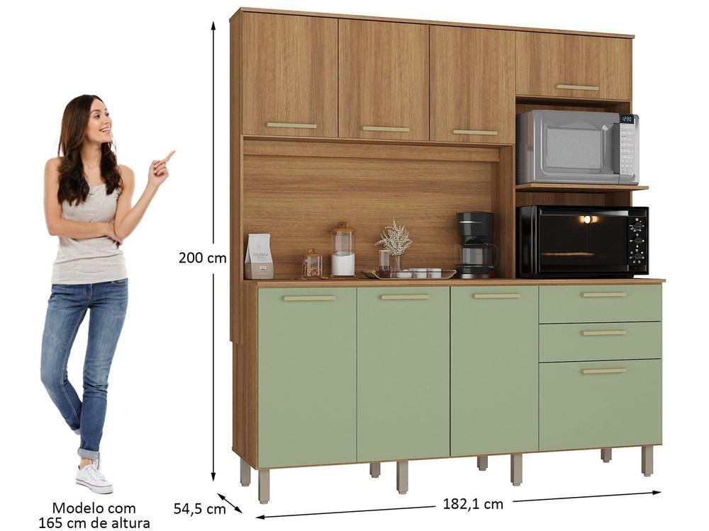 Armário de Cozinha Compacta Luciane Luna 8 Portas 2 Gavetas com Torre Quente - Opcional para Pia - 16