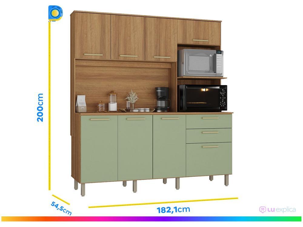 Armário de Cozinha Compacta Luciane Luna 8 Portas 2 Gavetas com Torre Quente - Opcional para Pia - 3