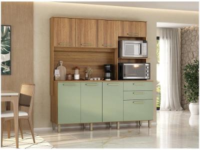 Armário de Cozinha Compacta Luciane Luna 8 Portas 2 Gavetas com Torre Quente - Opcional para Pia