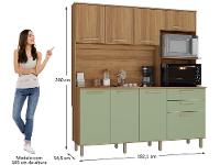 Armário de Cozinha Compacta Luciane Luna 8 Portas 2 Gavetas com Torre Quente - Opcional para Pia - 16